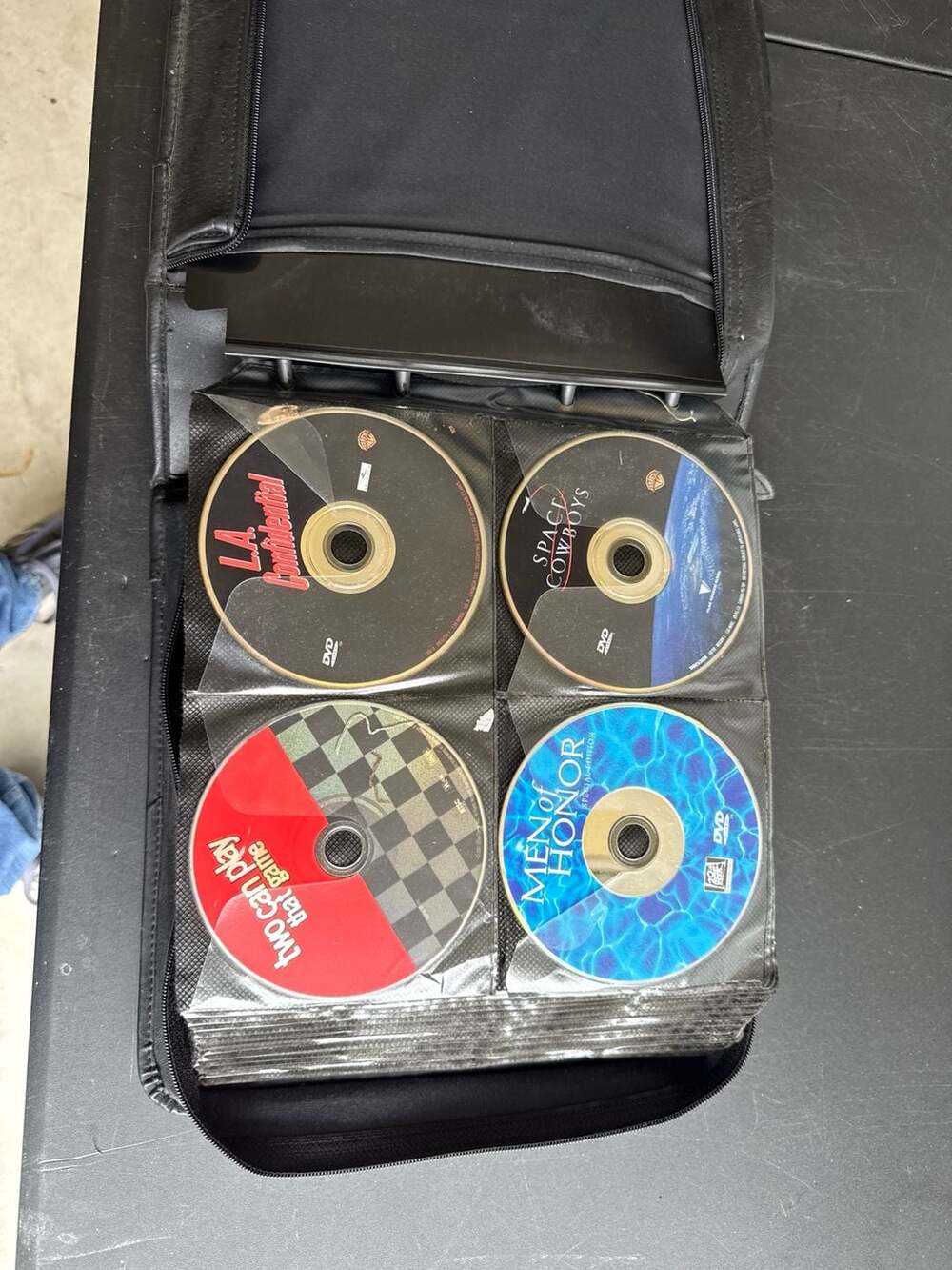 Bulk Lot of 50+ DVDs & PS1 Game in Black Zippered Media Storage Binder Case